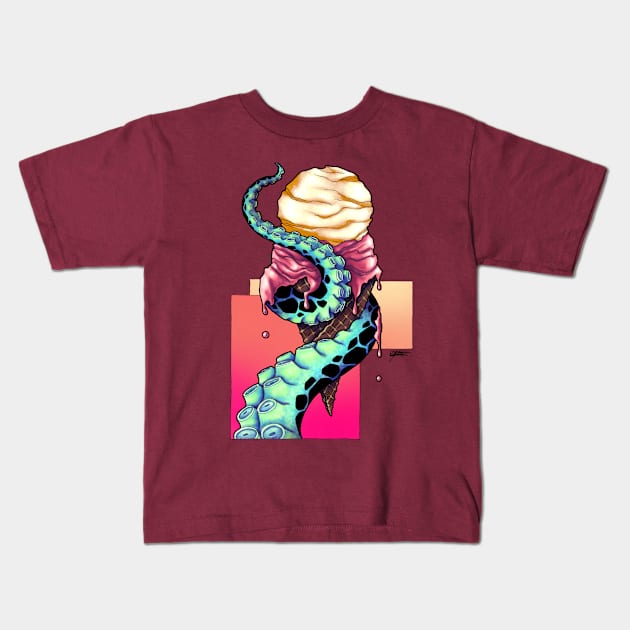 Tentacle Ice Cream Kids T-Shirt by Indi Martin